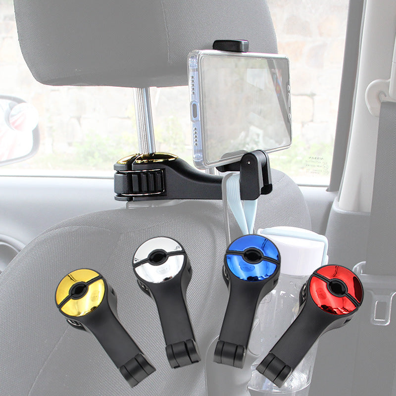 Car Headrest Phone Mount & Bag Hook β 2-in-1 Design