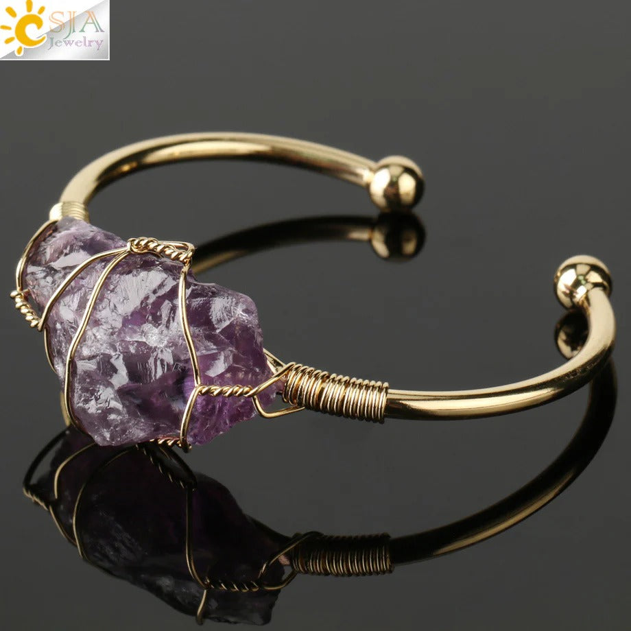Artisan Crystal Cuff Bracelet - Unique Summer Statement Piece