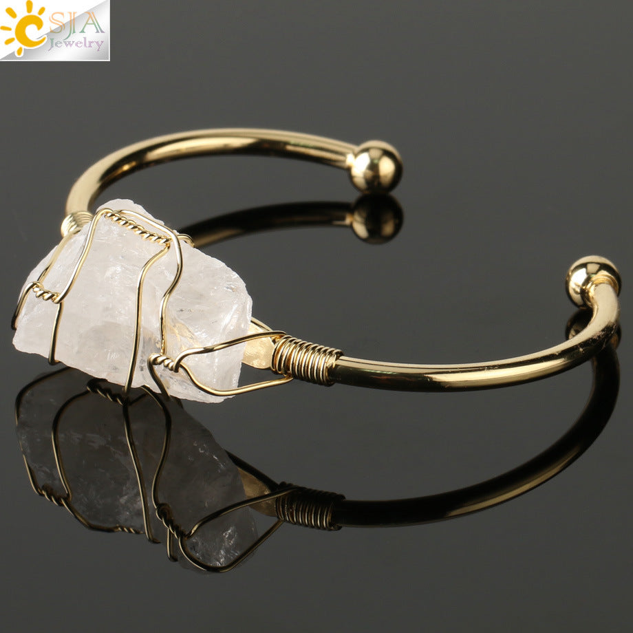 Artisan Crystal Cuff Bracelet - Unique Summer Statement Piece