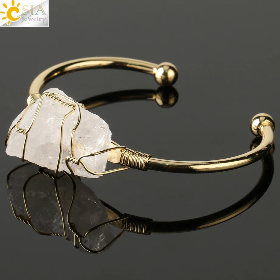 Artisan Crystal Cuff Bracelet - Unique Summer Statement Piece