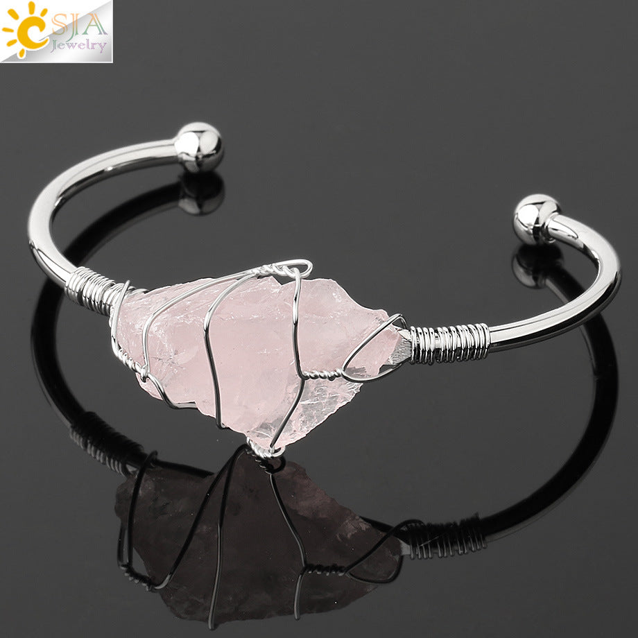 Artisan Crystal Cuff Bracelet - Unique Summer Statement Piece