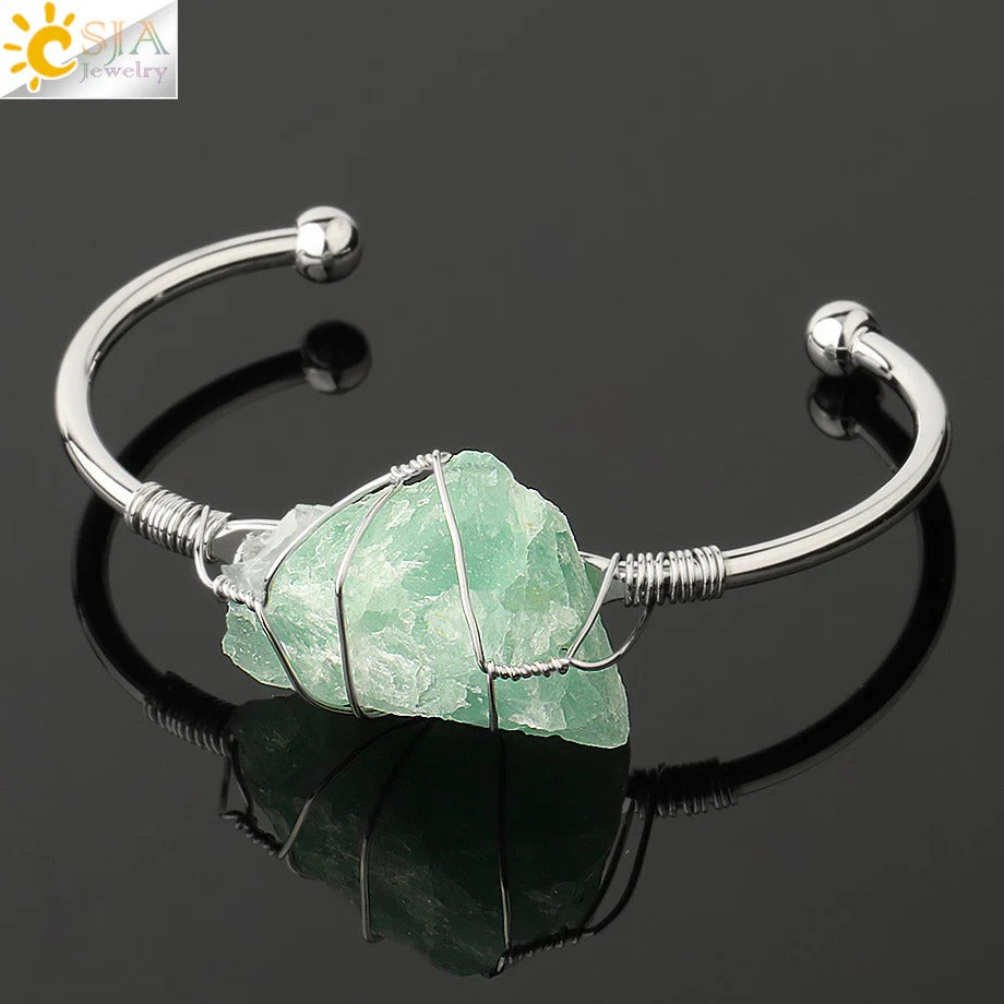Artisan Crystal Cuff Bracelet - Unique Summer Statement Piece
