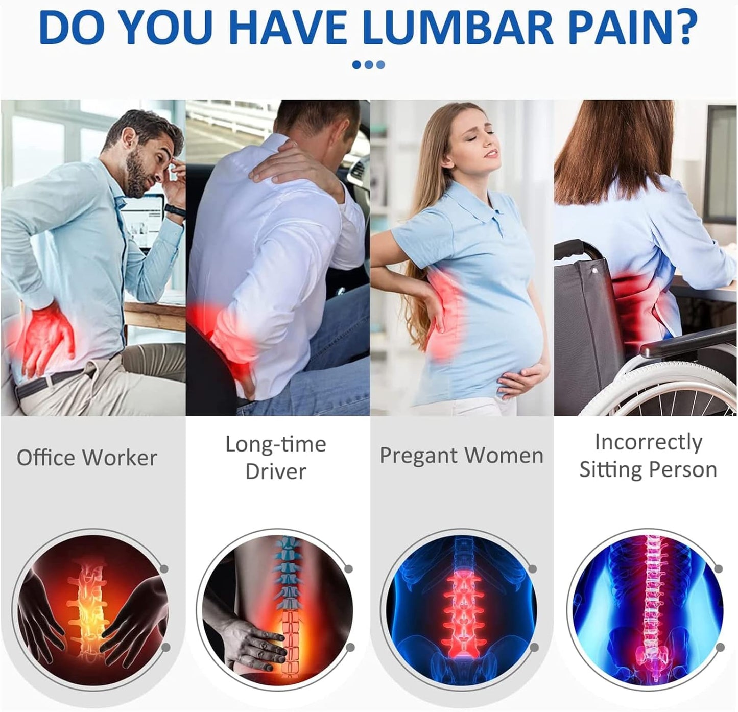 Memory Foam Office Chair Lumbar Support Pillow