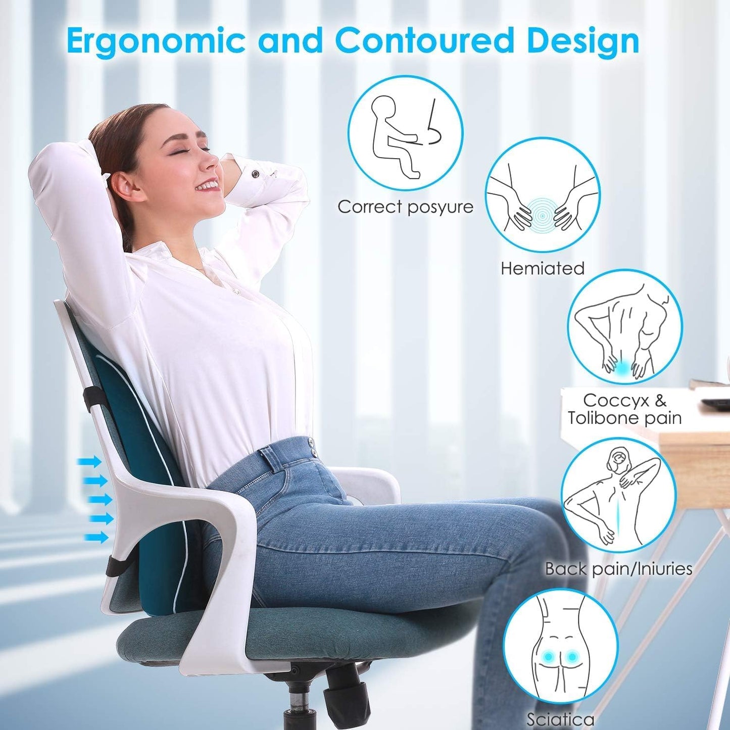 Memory Foam Office Chair Lumbar Support Pillow