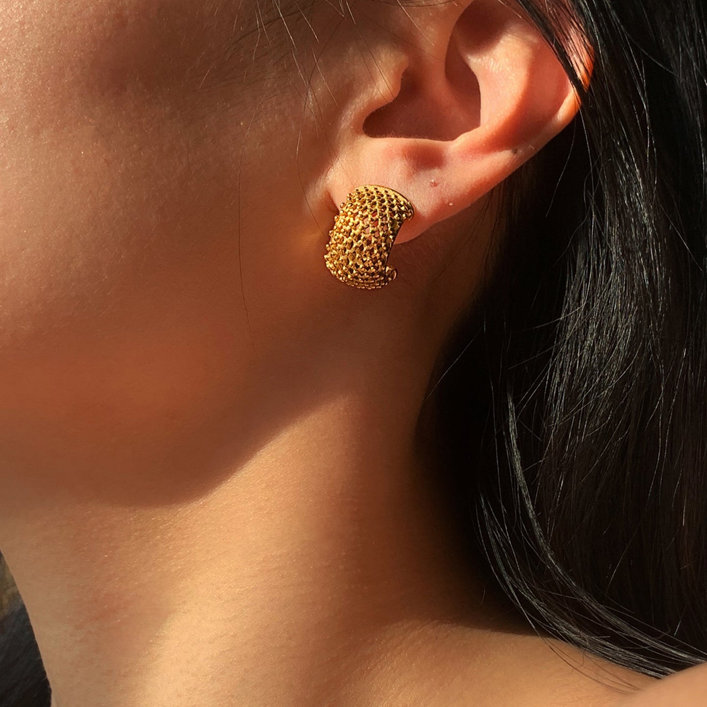 Luxury Rhombic Grid CC Stud Earrings