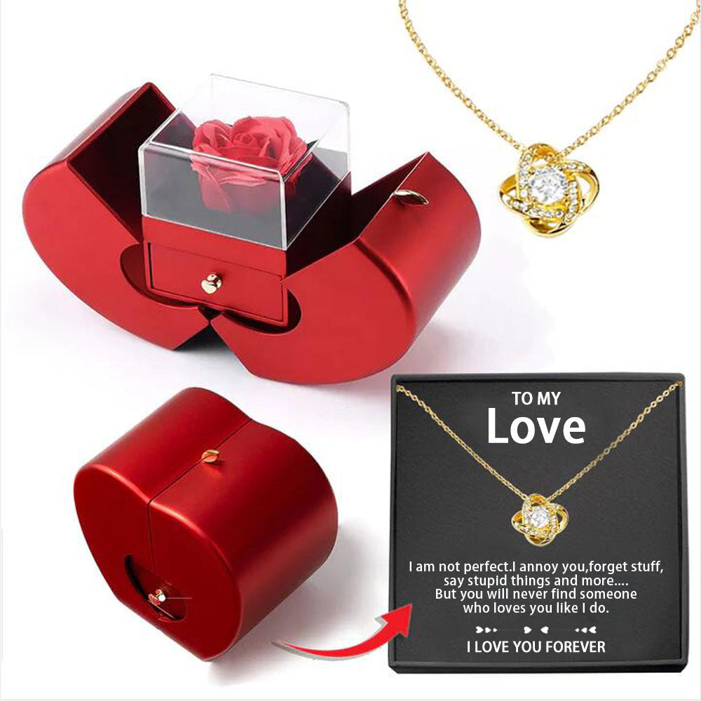 Mother’s Day Special 💕 Forever Love Gift Set: Eternal Rose & Clover Necklace (Gold / Silver)