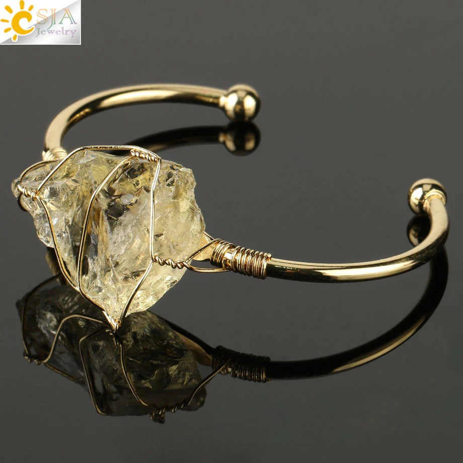 Artisan Crystal Cuff Bracelet - Unique Summer Statement Piece