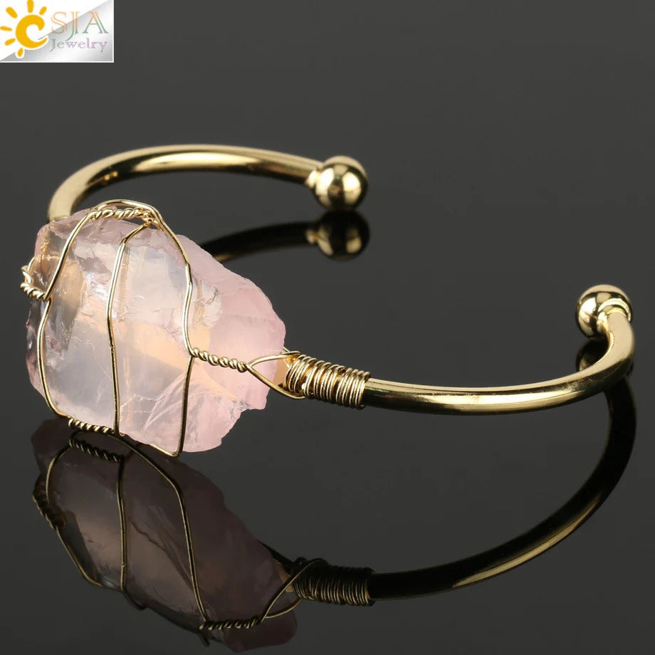 Artisan Crystal Cuff Bracelet - Unique Summer Statement Piece