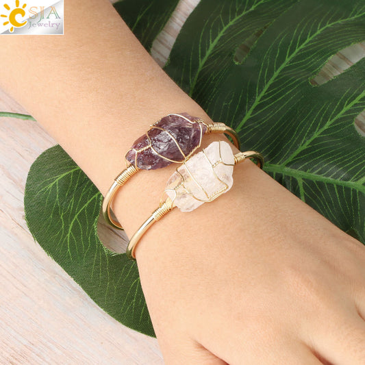 Artisan Crystal Cuff Bracelet - Unique Summer Statement Piece
