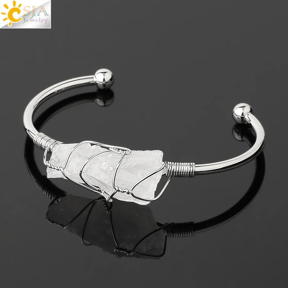 Artisan Crystal Cuff Bracelet - Unique Summer Statement Piece
