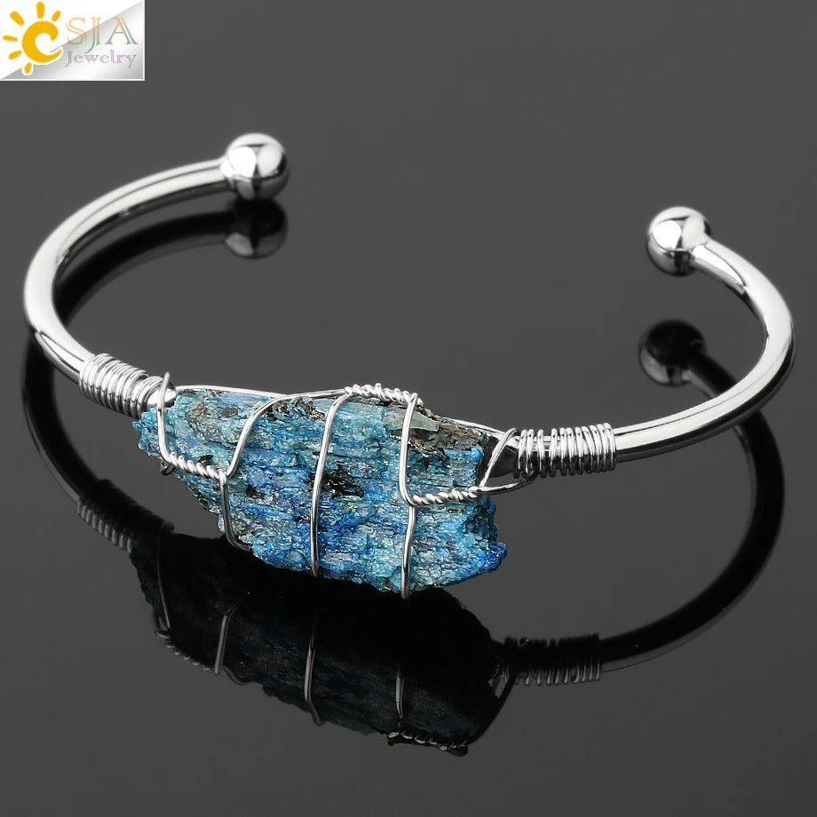 Artisan Crystal Cuff Bracelet - Unique Summer Statement Piece