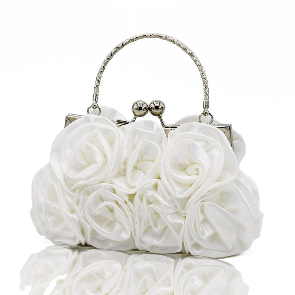 Elegant Floral Embroidered Satin Clutch Bag