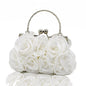 Elegant Floral Embroidered Satin Clutch Bag