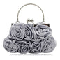 Elegant Floral Embroidered Satin Clutch Bag