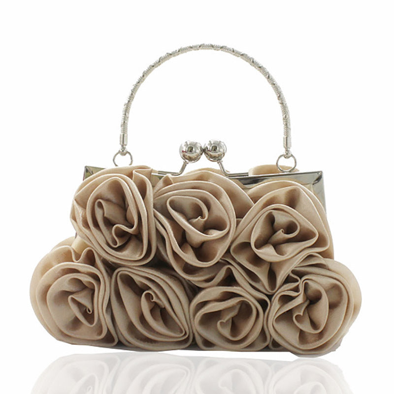 Elegant Floral Embroidered Satin Clutch Bag