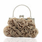 Elegant Floral Embroidered Satin Clutch Bag