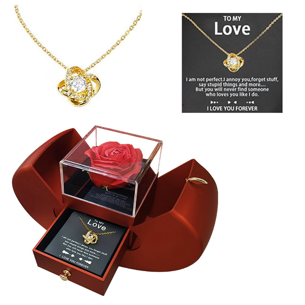 Mother’s Day Special 💕 Forever Love Gift Set: Eternal Rose & Clover Necklace (Gold / Silver)