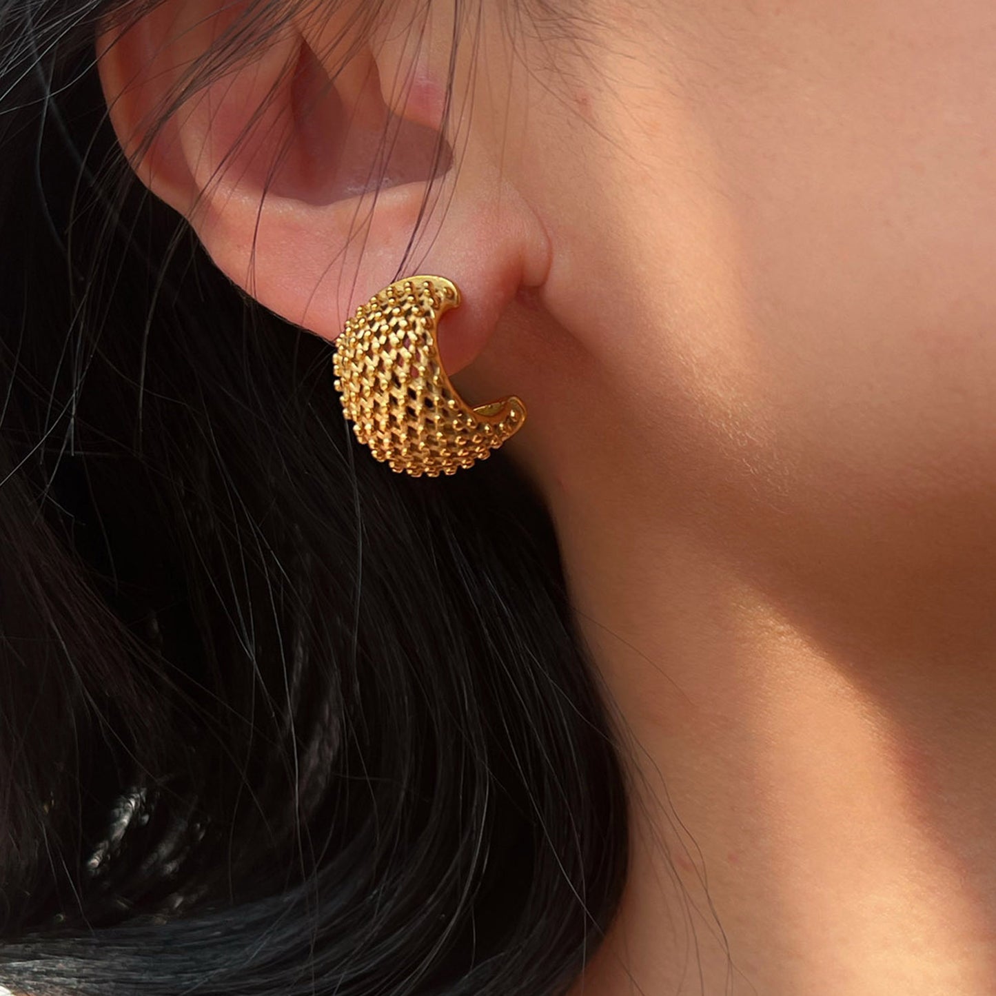 Luxury Rhombic Grid CC Stud Earrings