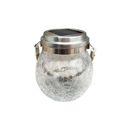 Cracked Glass Mason Jar Hanging Solar Outdoor Light