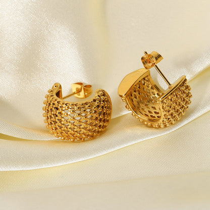 Luxury Rhombic Grid CC Stud Earrings
