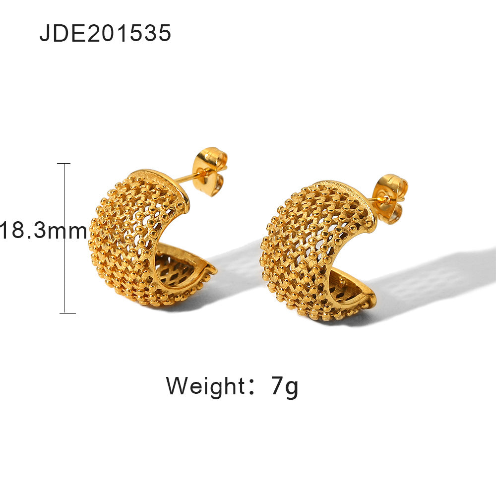 Luxury Rhombic Grid CC Stud Earrings