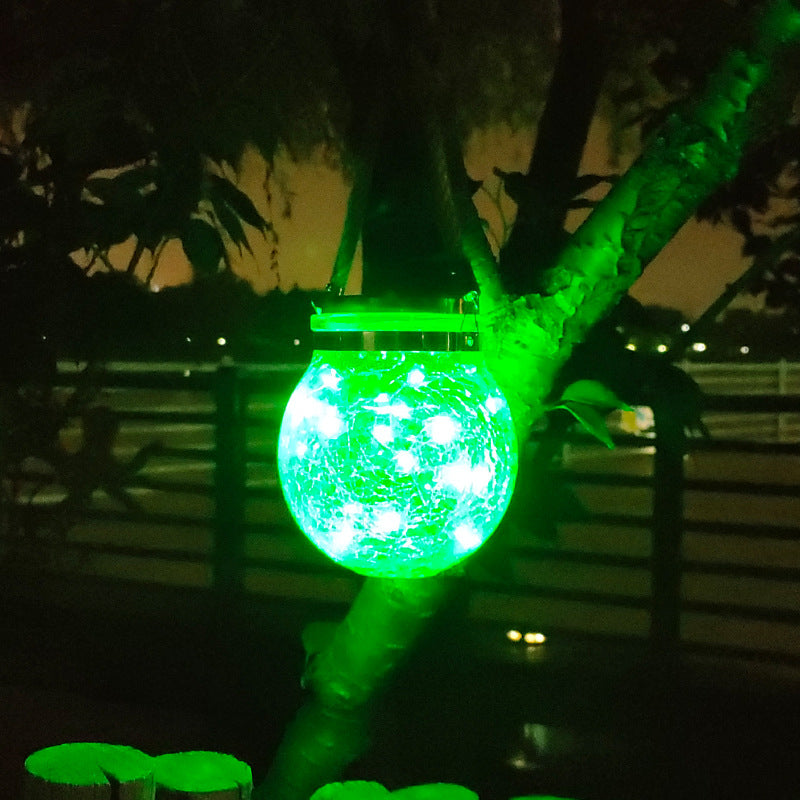Cracked Glass Mason Jar Hanging Solar Outdoor Light